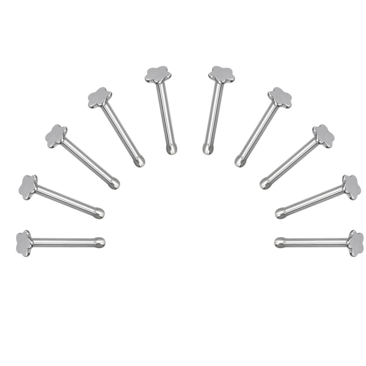 10 X Flower Steel Nose Studs with Ball End