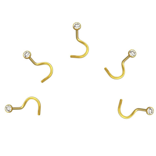 5 X Gold Cone Nose Studs 2mm