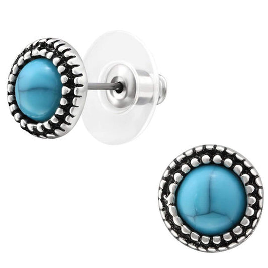 Black Onyx and Turquoise Fashion Stud Earrings Set