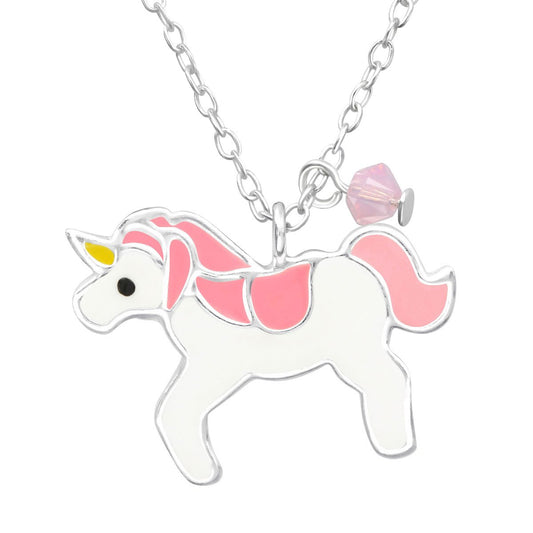 Sterling Silver Children Unicorn Necklace Made With Swarovski Crystal