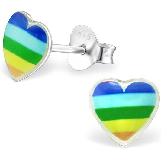 Children's Rainbow Heart Ear Studs