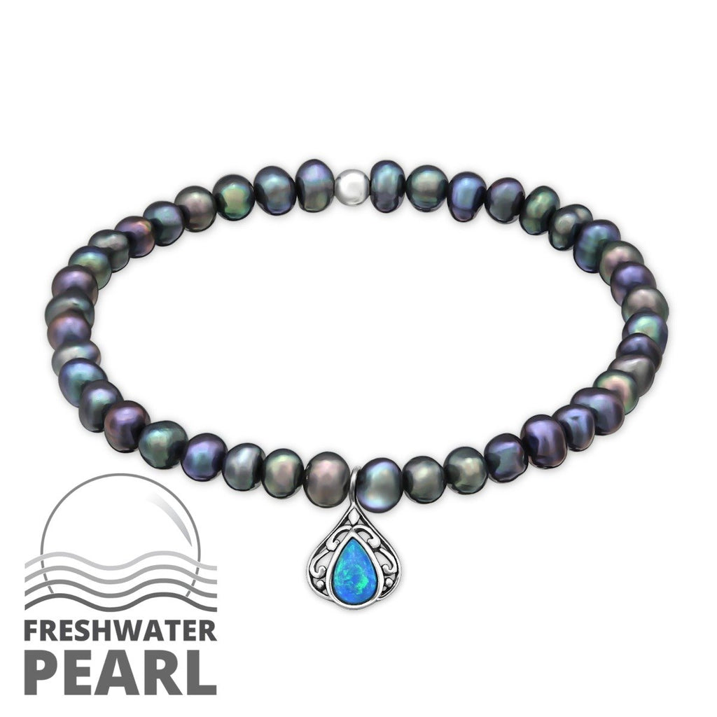 Freshwater Pearl Bracelet With Opal Pendant