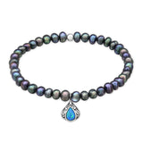 Freshwater Pearl Bracelet With Opal Pendant