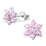 Silver Snowflake Stud Earrings With Crystals