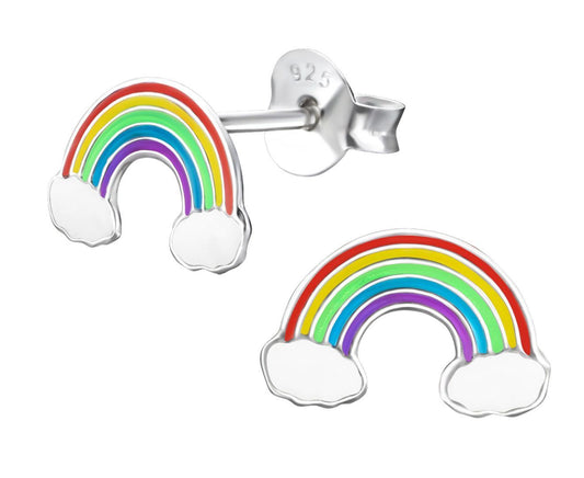 Children's Silver Rainbow Stud Earrings