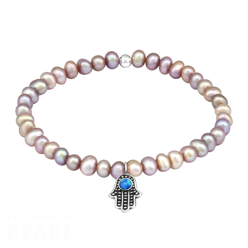 Hamsa Genuine Freshwater Pearl Opal Bracelet