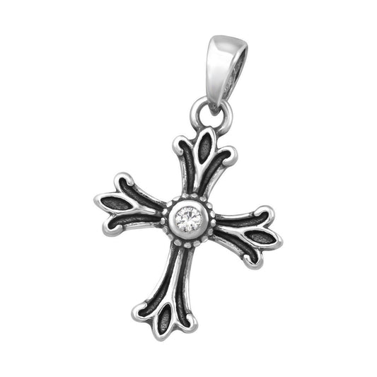 Cubic Zirconia Silver Cross Jewellery Pendant