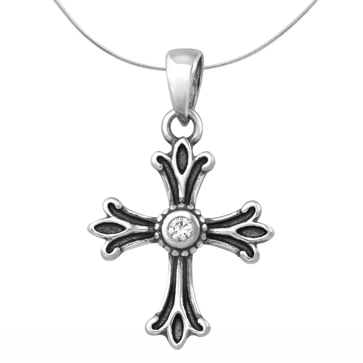 Cubic Zirconia Silver Cross Jewellery Pendant