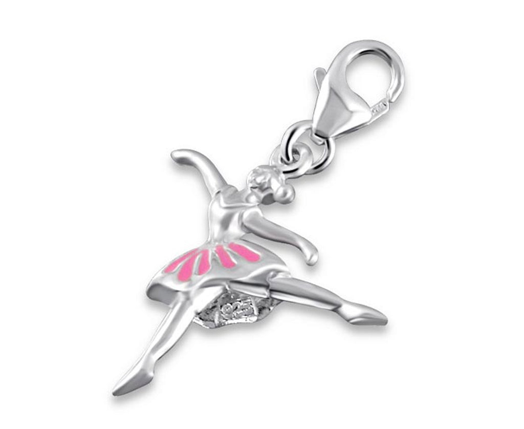 Sterling Silver Pink Ballet Clip on Charm
