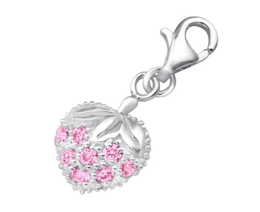 Sterling Silver Strawberry Clip on Charm