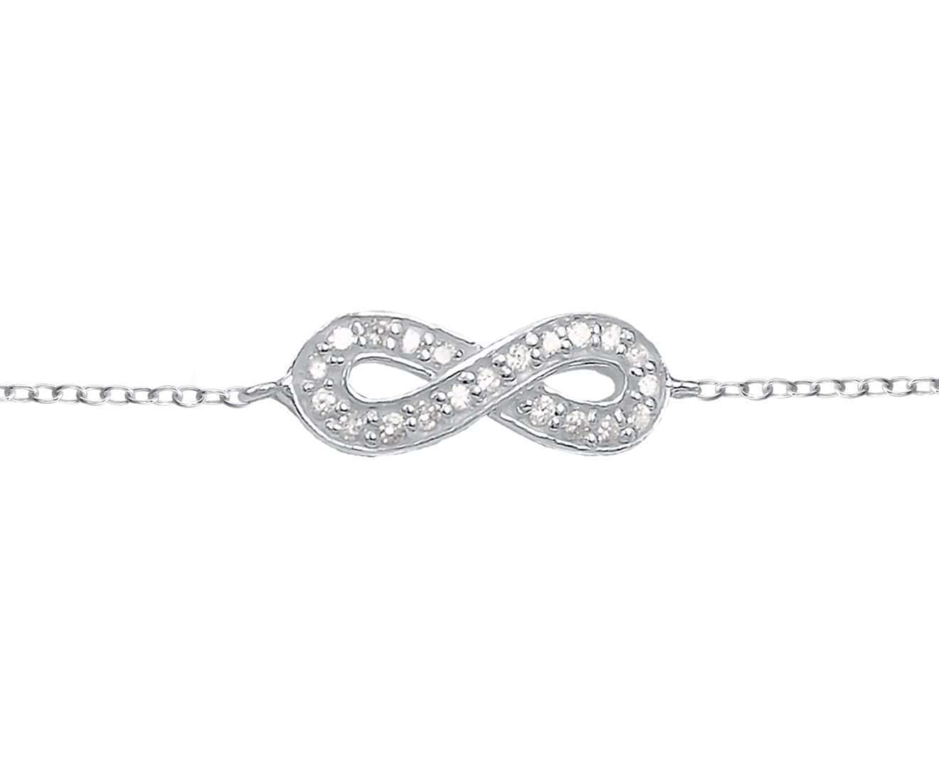 Sterling Silver CZ Crystal Infinity Chain Bracelet