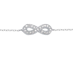 Sterling Silver CZ Crystal Infinity Chain Bracelet