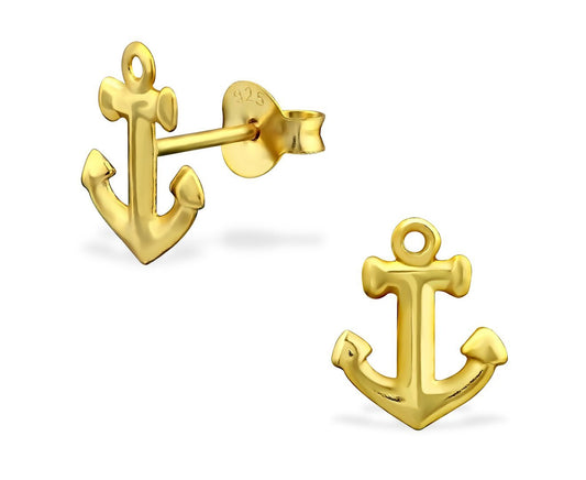 Sterling Silver Anchor Stud Earrings