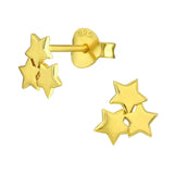 Sterling Silver Triple Star Stud Earrings