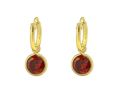 14K Gold Plated Sterling Silver Hanging Round Hoop Earrings