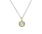 Sterling Silver CZ Crystal Circle Necklace