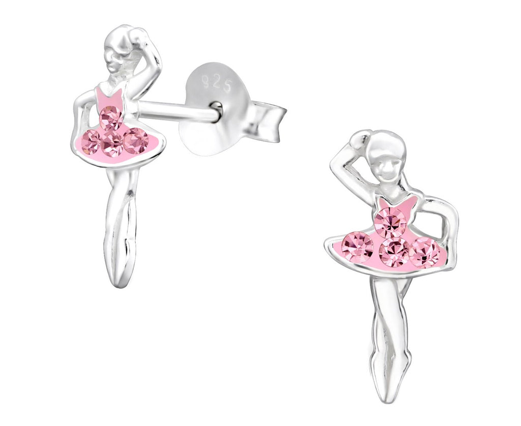 Silver Ballerina Stud earrings for Kids