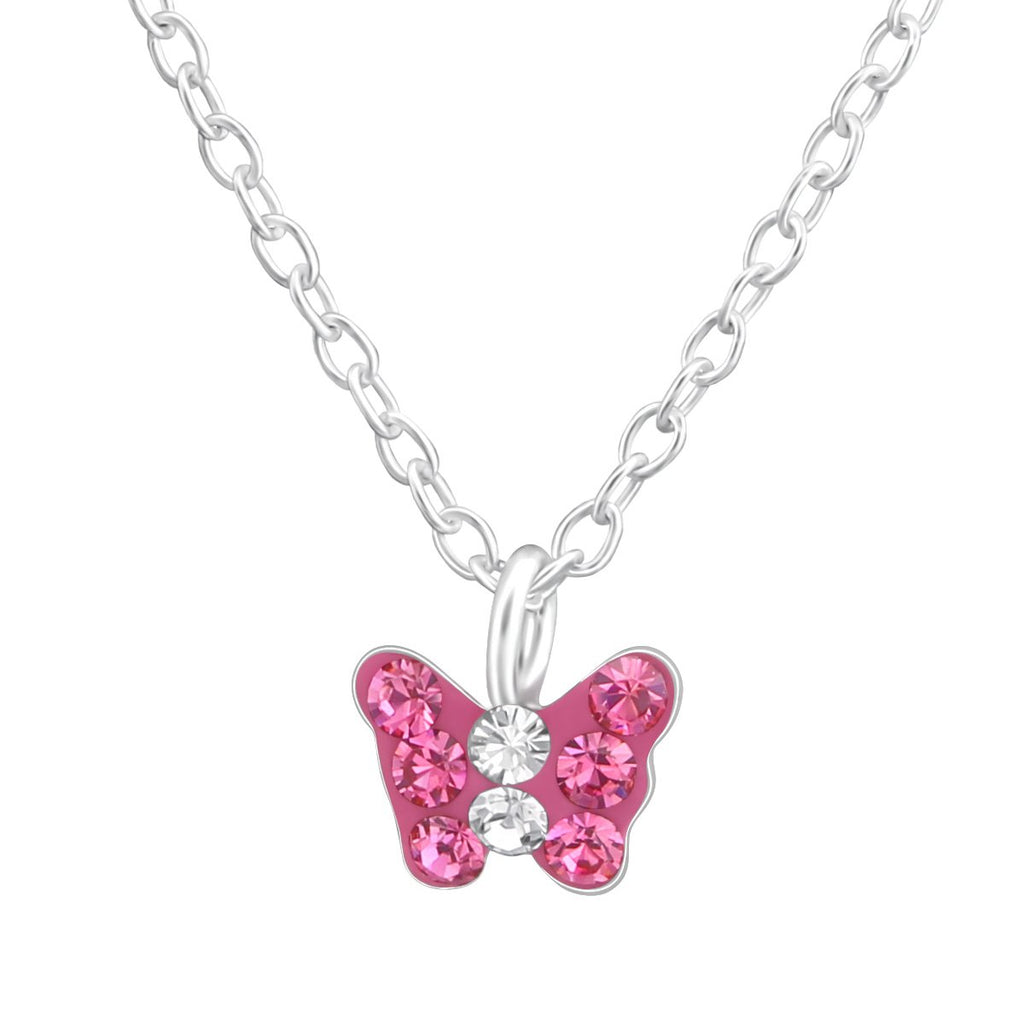 Children's Silver Butterfly Crystal Necklace