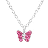 Children's Silver Butterfly Crystal Necklace