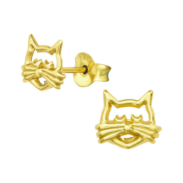 Gold  Cat Earrings fo Kids