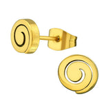 Gold Steel Spiral Earrings