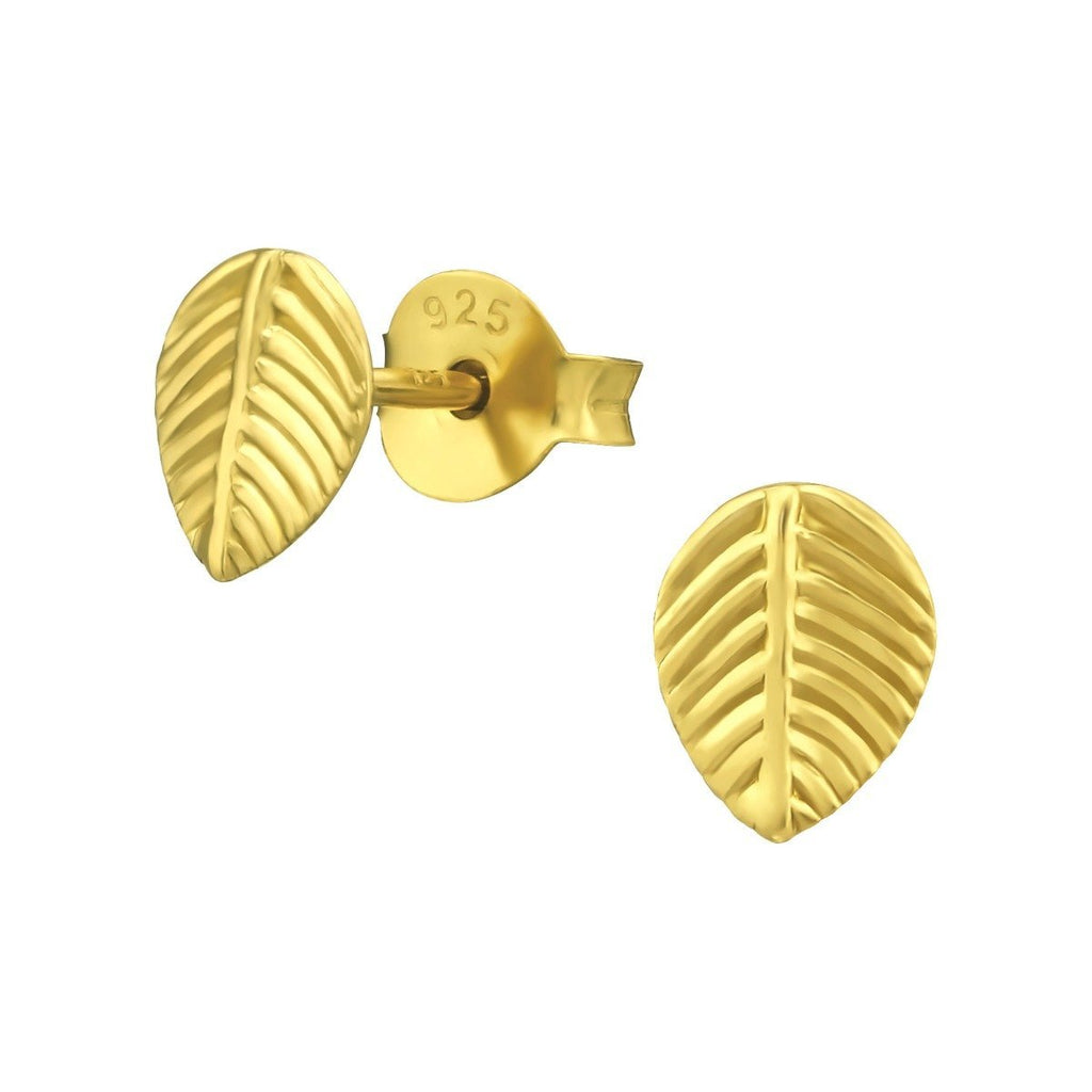 Gold Plated Sterling Silver Leaf Earrings