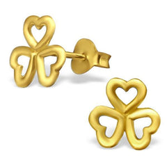 Gold Plated Sterling Silver Clover Leaf Earrings