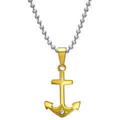 Gold Anchor Crystal Necklace