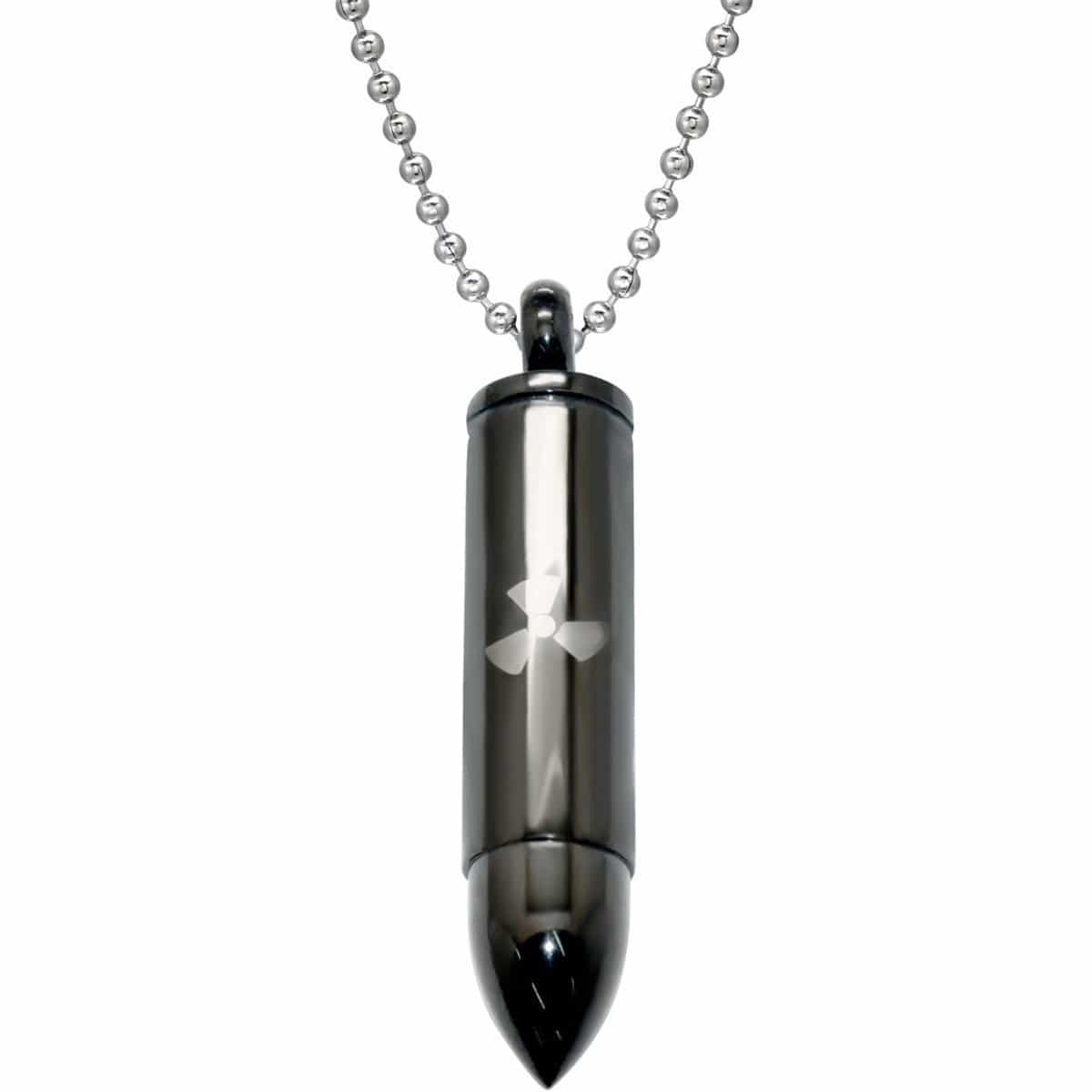 Black Plated Steel Bullet Pendant For Men