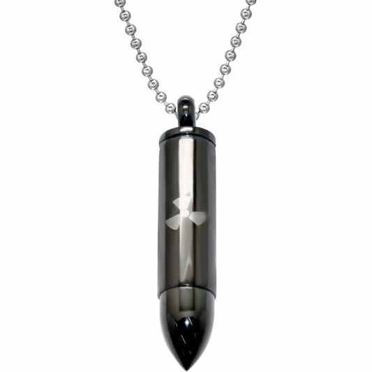 Black Plated Steel Bullet Pendant For Men