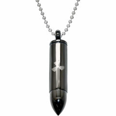 Black Plated Steel Bullet Pendant For Men