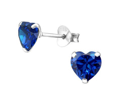 Silver Heart  Earrings with Swarovksi Crystal