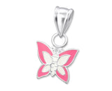 Children's Silver, Pink and White Butterfly Pendant