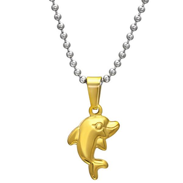 Gold Plated Steel Dolphin Necklace