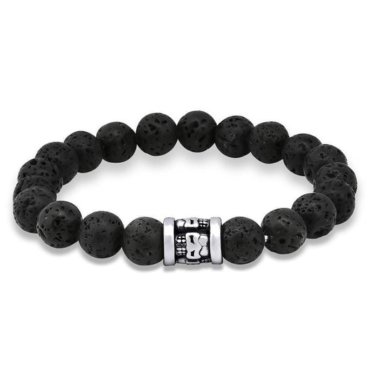 17 CM Steel Lava Beads Bracelet for Men