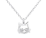 Children's Silver Cat Face Pendant