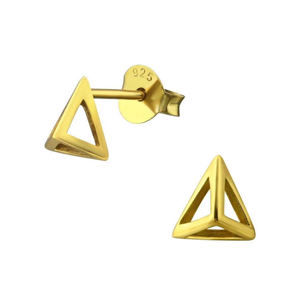 14 k Gold Plated Silver Pyramid Ear Studs