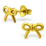 14K Gold Plated Sterling Silver Bow Ear Studs