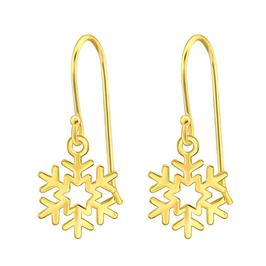 Gold Laser Cut Snowflake Earrings