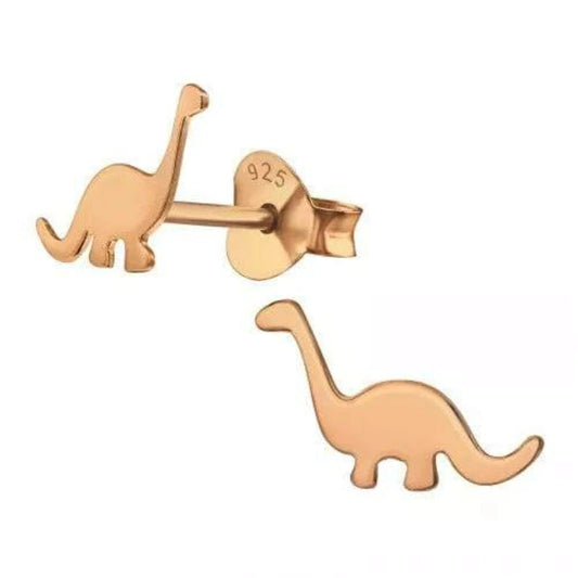 Kids Rose Gold Plated Dinosaur Stud Earrings
