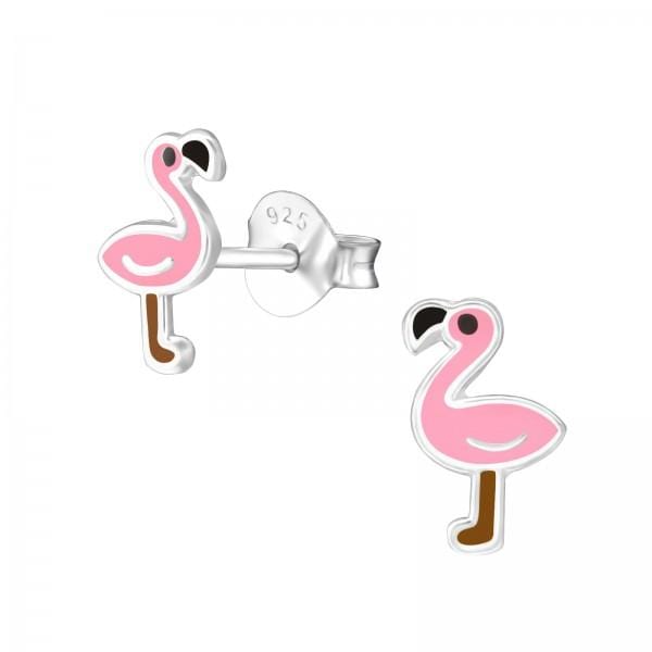 Kids Silver Flamingo Stud Earrings