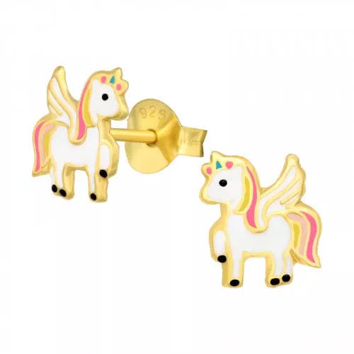 Gold Unicorn Stud Earrings for Kids