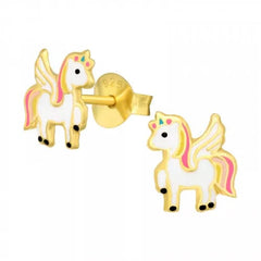 Gold Unicorn Stud Earrings for Kids
