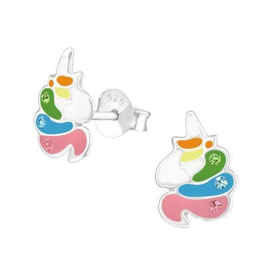 Kids Silver Unicorn Stud Earrings