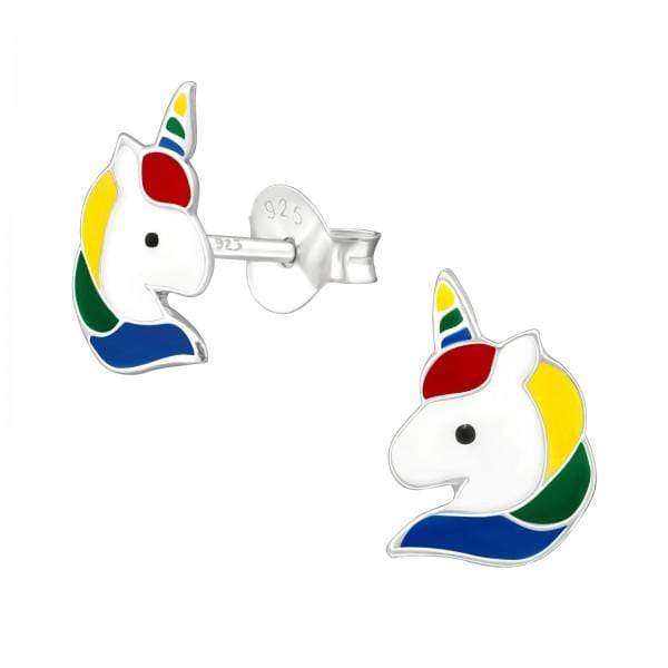 Kids Silver Unicorn Ear Studs