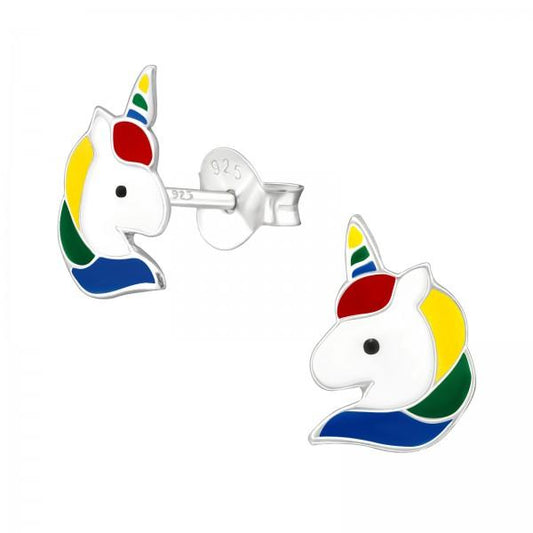 Kids Silver Unicorn Stud Earrings