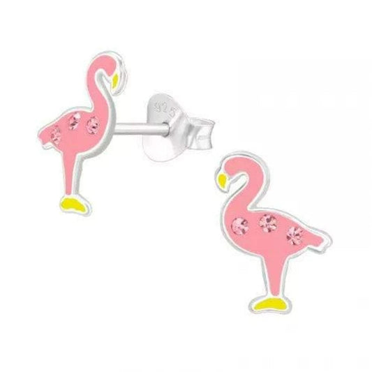 Kids Silver Flamingo Stud Earrings