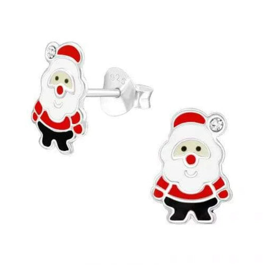 Kids Silver Santa Claus Stud Earrings