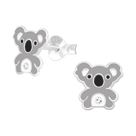 Kids Silver Koala Ear Studs