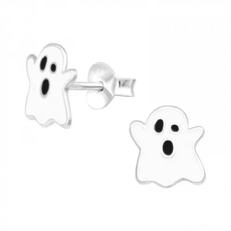 Children's Silver Ghost Stud Earrings